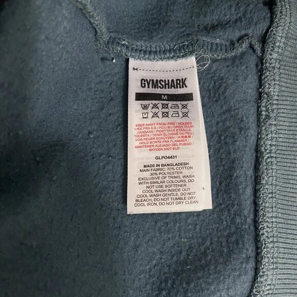 Gymshark Mens Teal Blue Green Long Sleeve Hoodie Hooded Sweatshirt Size Medium - Picture 5 of 5